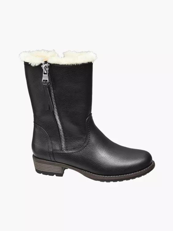 Zwarte Enkellaars Gevoerd 3 Zwarte Enkellaars Gevoerd