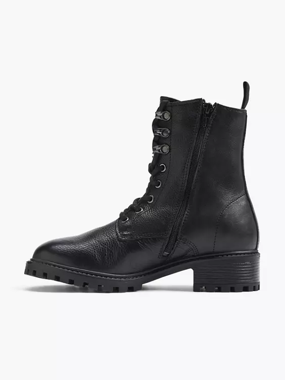 Zwarte Leren Veterboot 5 Zwarte Leren Veterboot - Afbeelding 3