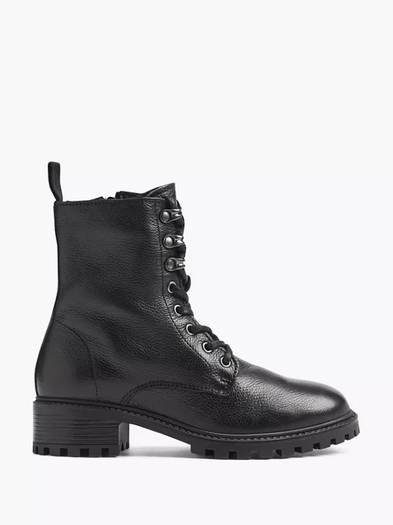 Zwarte Leren Veterboot 14 Zwarte Leren Veterboot - Afbeelding 12