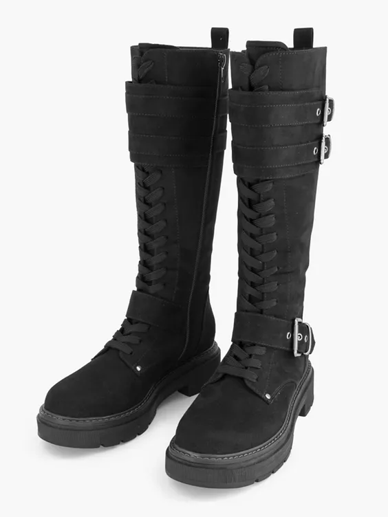 Zwarte Hoge Veterboot 6 Zwarte Hoge Veterboot - Afbeelding 4