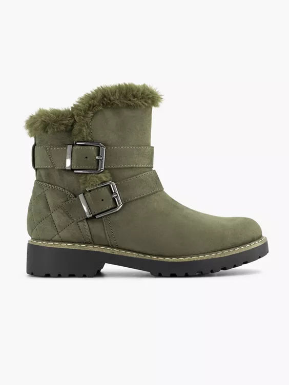 Groene Enkellaars Gesp Gevoerd 3 Groene Enkellaars Gesp Gevoerd