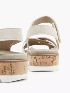 Beige Leren Sandaal Klittenband -Skechers Winkel 2055510 H4