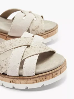 Beige Leren Sandaal Klittenband -Skechers Winkel 2055510 H5