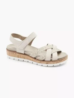 Beige Leren Sandaal Klittenband -Skechers Winkel 2055510 H6