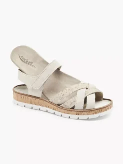 Beige Leren Sandaal Klittenband -Skechers Winkel 2055510 H7