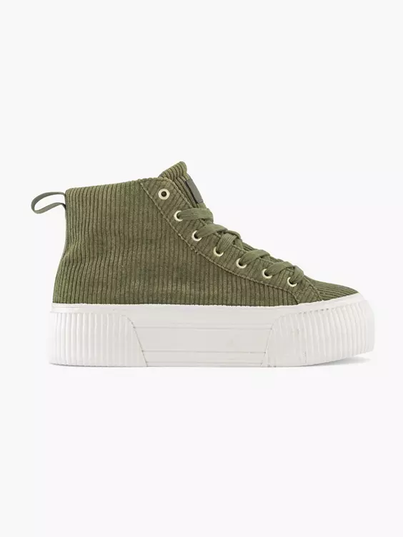 Groene Platform Sneaker Corduroy 3 Groene Platform Sneaker Corduroy