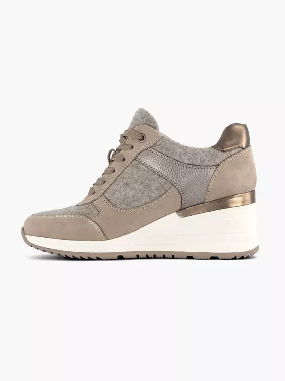 Taupe Sneaker Sleehak 4 Taupe Sneaker Sleehak - Afbeelding 2
