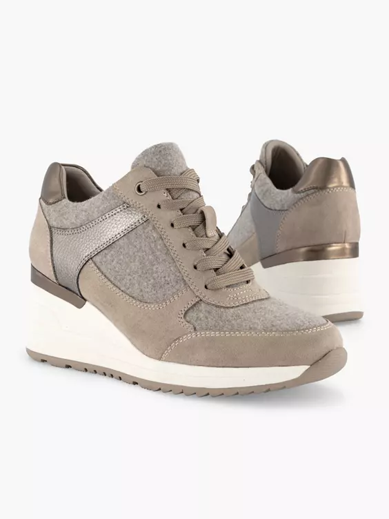 Taupe Sneaker Sleehak 7 Taupe Sneaker Sleehak - Afbeelding 5