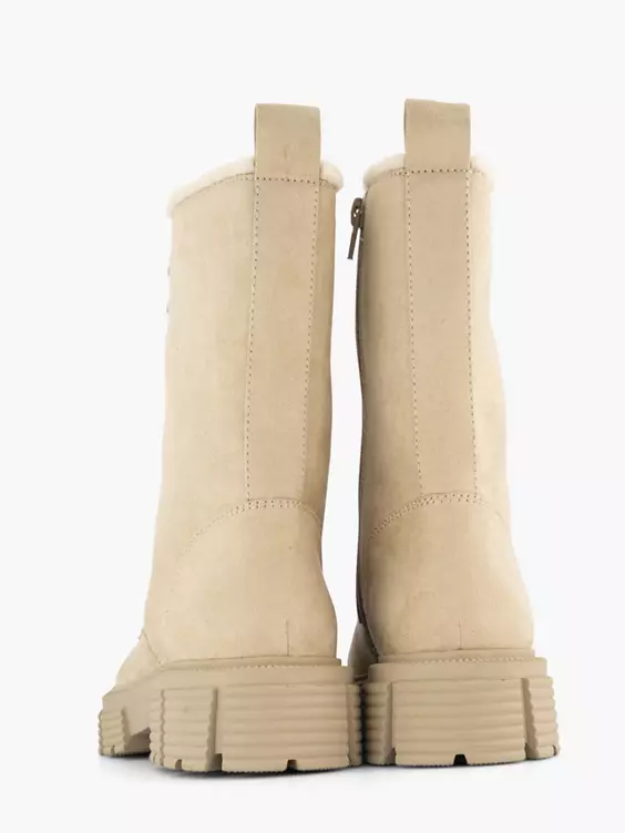 Beige Chunky Veterboot Gevoerd 5 Beige Chunky Veterboot Gevoerd - Afbeelding 3