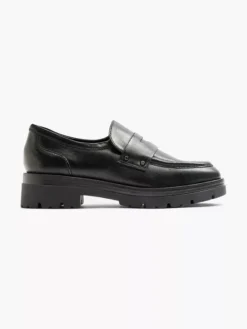 Zwarte Leren Chunky Loafer