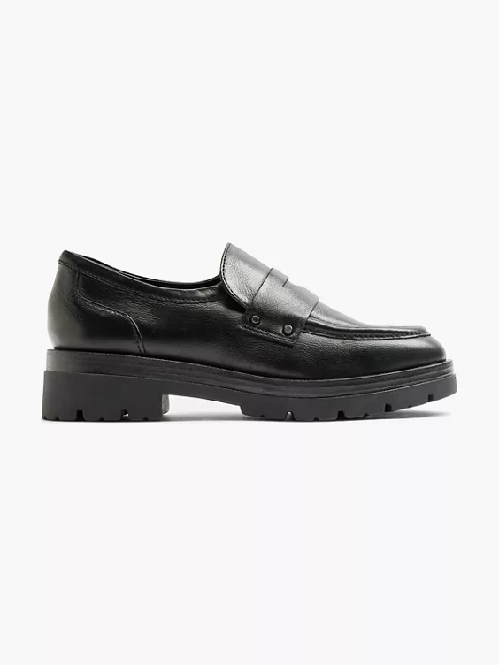 Zwarte Leren Chunky Loafer 3 Zwarte Leren Chunky Loafer