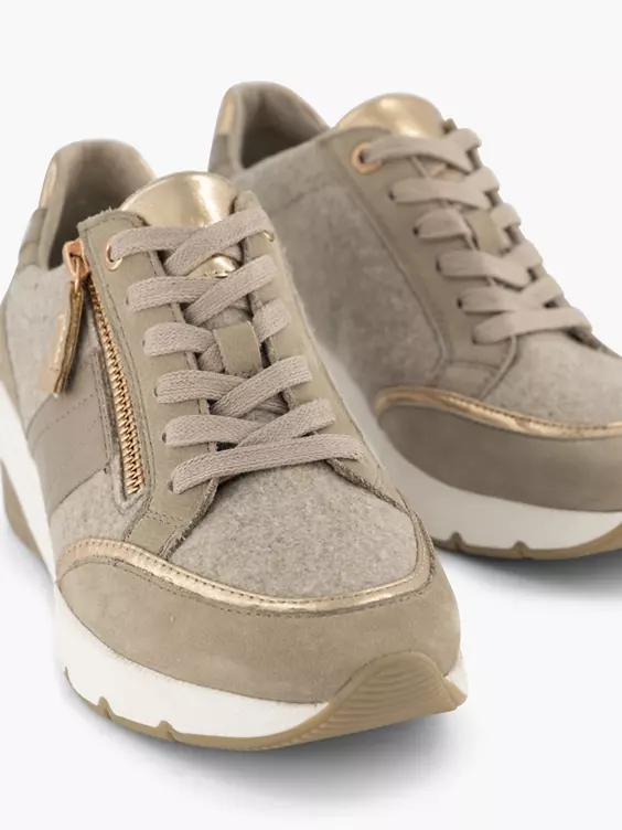 Taupe Leren Sneaker 7 Taupe Leren Sneaker - Afbeelding 5