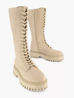Beige Lange Leren Veterboot -Skechers Winkel 2126368 H5