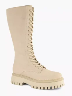 Beige Lange Leren Veterboot -Skechers Winkel 2126368 H6
