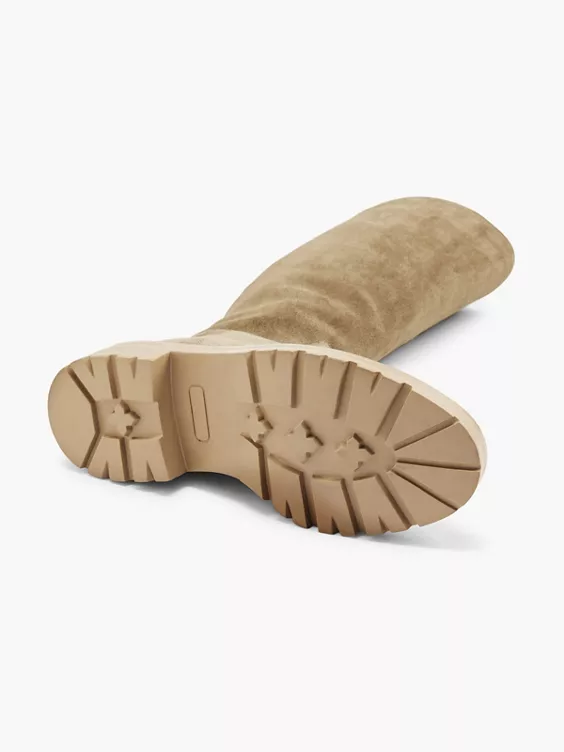 Taupe Lange Leren Laarzen 6 Taupe Lange Leren Laarzen - Afbeelding 4