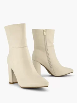 Beige Leren Enkellaars Hak -Skechers Winkel 2139262 H5