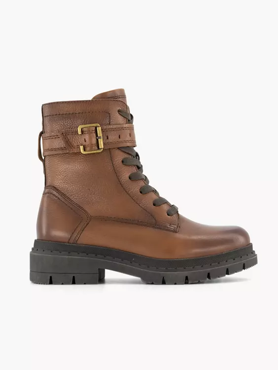 Bruine Leren Veterboot Gesp 3 Bruine Leren Veterboot Gesp