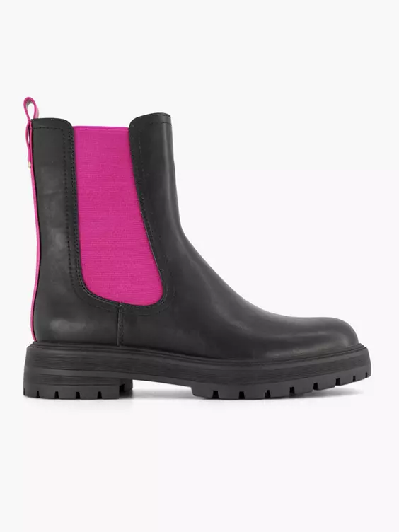 Zwarte Chelsea Boot Roze Elastiek 3 Zwarte Chelsea Boot Roze Elastiek