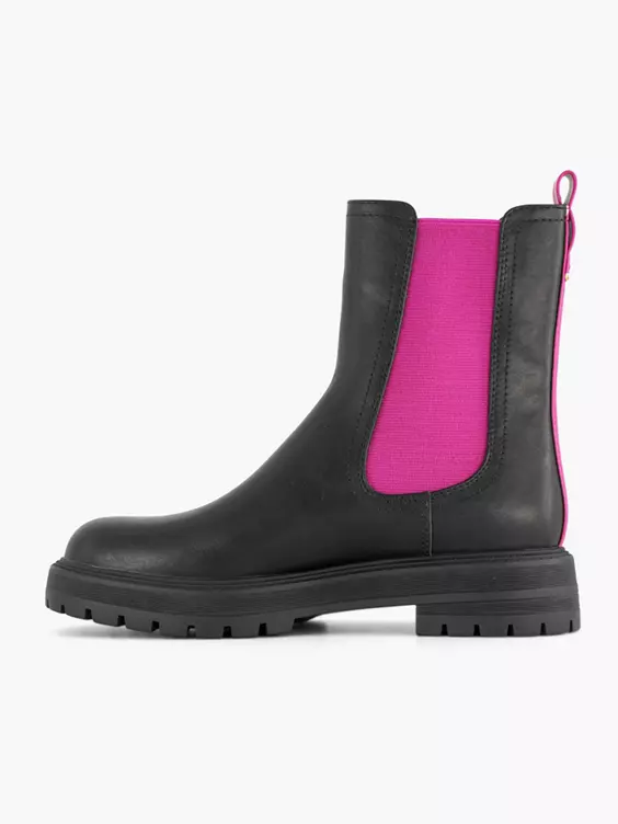 Zwarte Chelsea Boot Roze Elastiek 4 Zwarte Chelsea Boot Roze Elastiek - Afbeelding 2