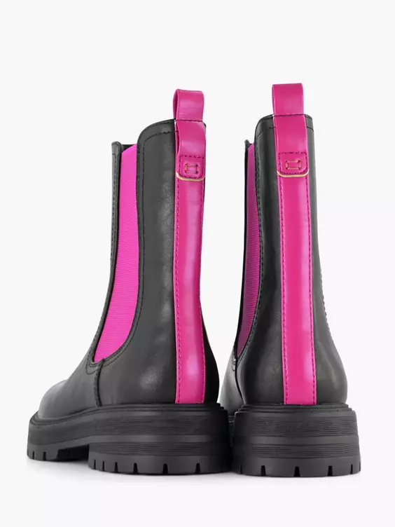 Zwarte Chelsea Boot Roze Elastiek 5 Zwarte Chelsea Boot Roze Elastiek - Afbeelding 3