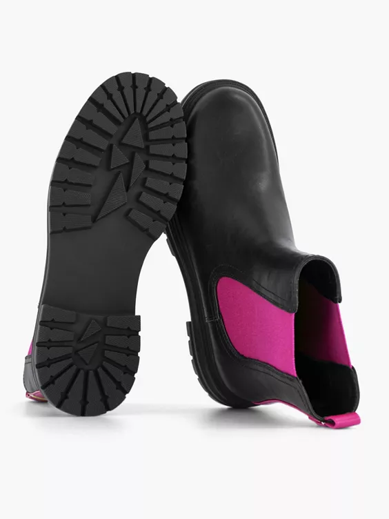Zwarte Chelsea Boot Roze Elastiek 6 Zwarte Chelsea Boot Roze Elastiek - Afbeelding 4