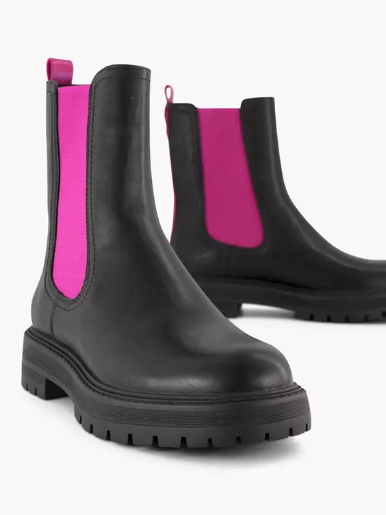 Zwarte Chelsea Boot Roze Elastiek 7 Zwarte Chelsea Boot Roze Elastiek - Afbeelding 5
