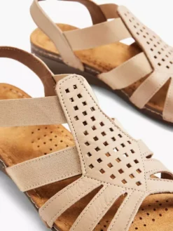 Easy Street Taupe Leren Sandaal -Skechers Winkel 2147077 H5