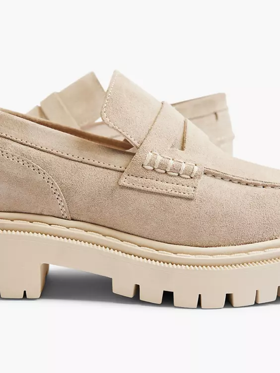 Beige Leren Chunky Loafer 7 Beige Leren Chunky Loafer - Afbeelding 5