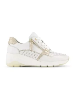 Witte Leren Sneaker Sleehak
