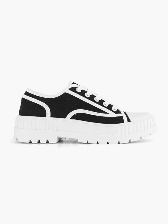 Zwarte Canvas Chunky Sneaker 3 Zwarte Canvas Chunky Sneaker