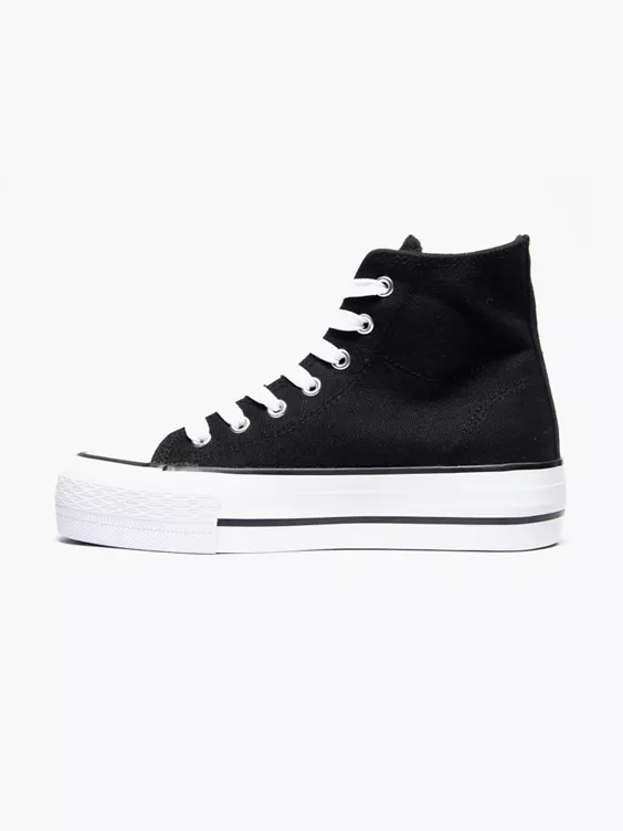 Zwarte Hoge Canvas Sneaker 6 Zwarte Hoge Canvas Sneaker - Afbeelding 4