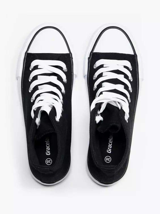 Zwarte Hoge Canvas Sneaker 8 Zwarte Hoge Canvas Sneaker - Afbeelding 6