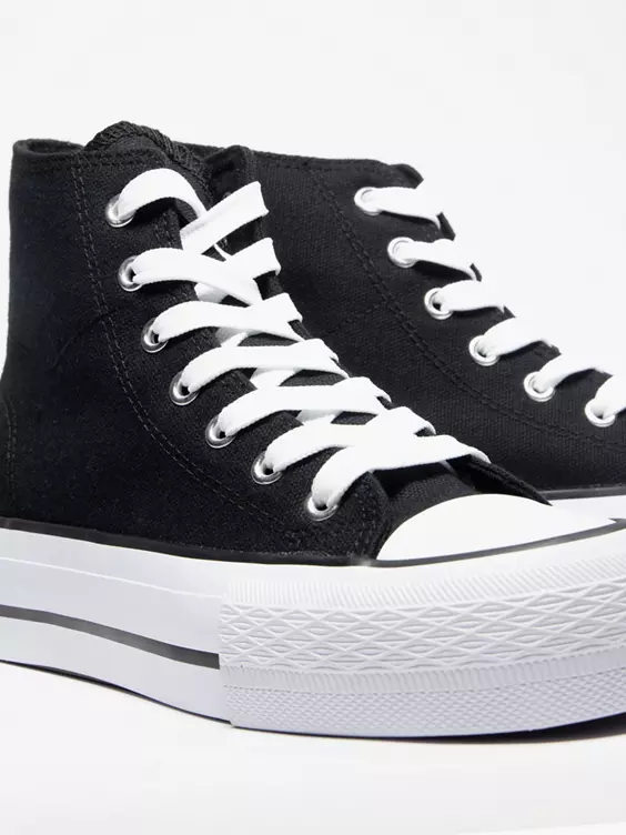 Zwarte Hoge Canvas Sneaker 12 Zwarte Hoge Canvas Sneaker - Afbeelding 10