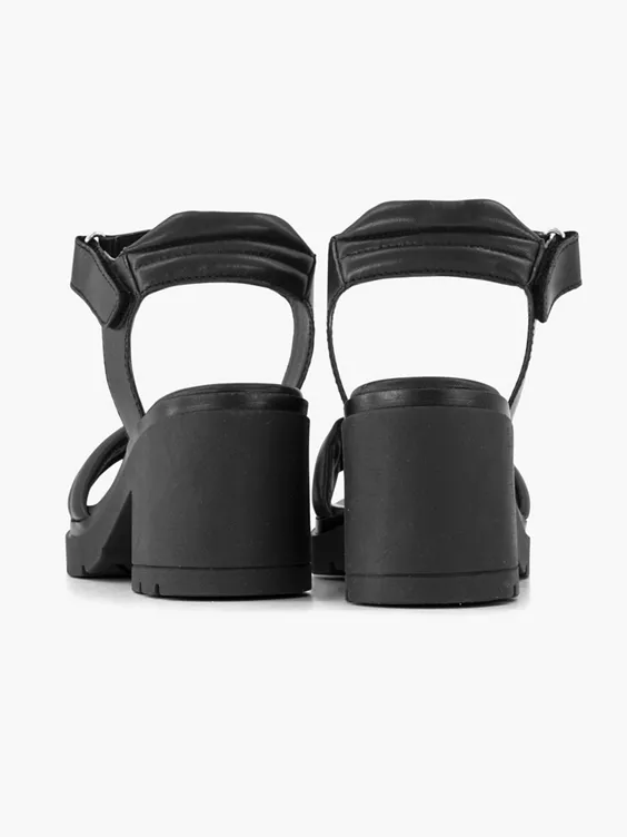 Zwarte Leren Chunky Sandalette 6 Zwarte Leren Chunky Sandalette - Afbeelding 4