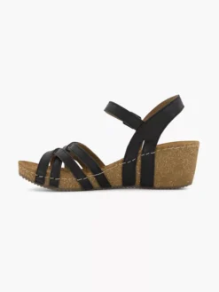 Easy Street Zwarte Leren Sandalen Sleehak -Skechers Winkel 2184604 H2