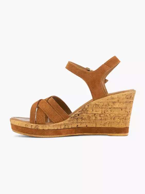 Cognac Sandalette Sleehak 4 Cognac Sandalette Sleehak - Afbeelding 2