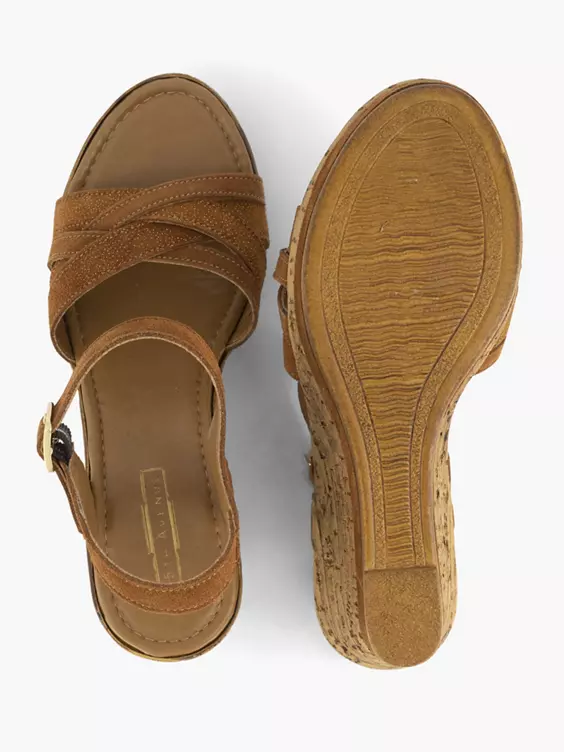 Cognac Sandalette Sleehak 5 Cognac Sandalette Sleehak - Afbeelding 3