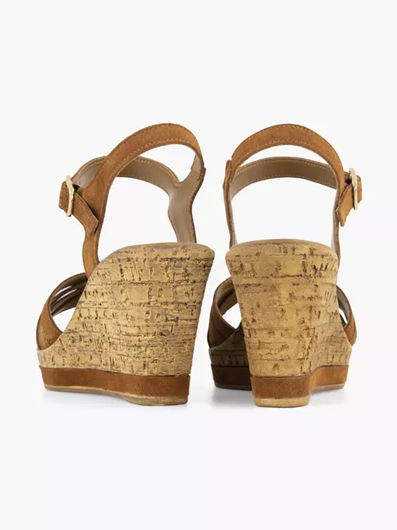 Cognac Sandalette Sleehak 6 Cognac Sandalette Sleehak - Afbeelding 4