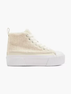 Beige Platform Hoge Sneaker Teddy
