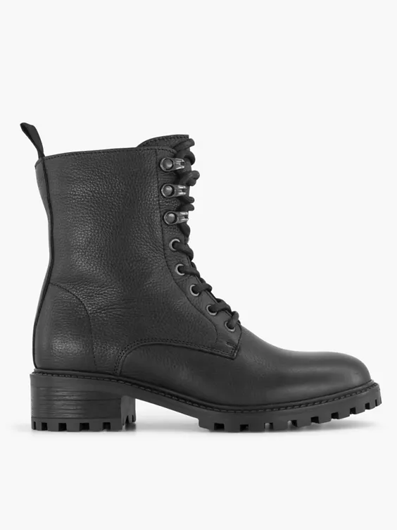 Zwarte Leren Veterboot 4 Zwarte Leren Veterboot - Afbeelding 2