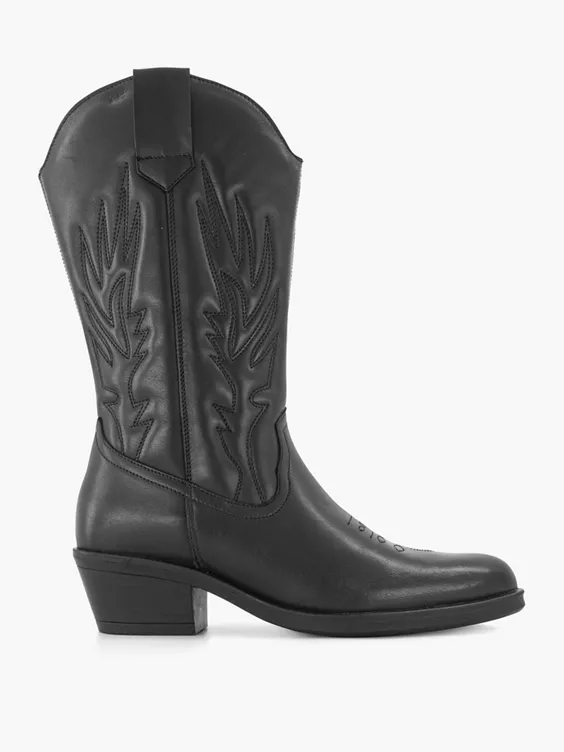 Zwarte Leren Cowboy Laars 3 Zwarte Leren Cowboy Laars